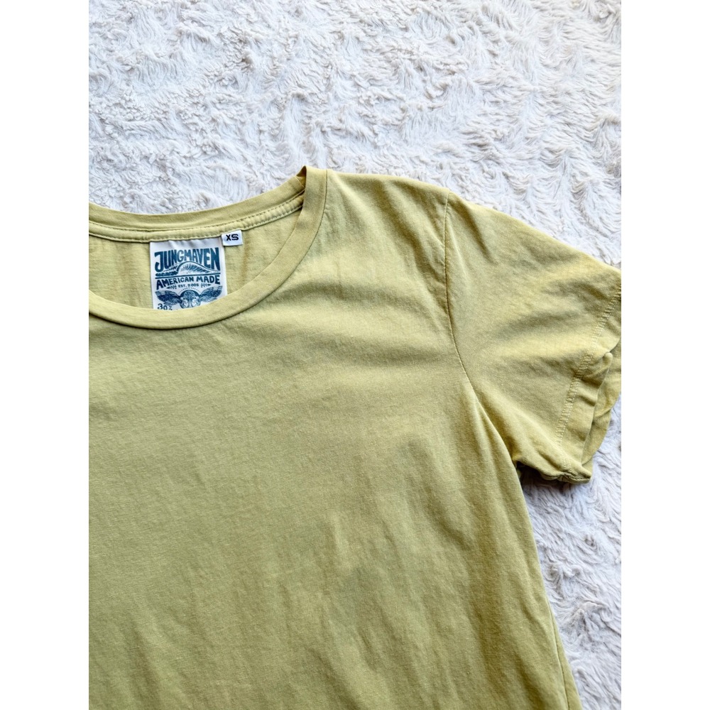 Jungmaven Hemp Organic Cotton Blend Crew Neck T-Shirt Lime Green Yellow XS Tee - Picture 6 of 11